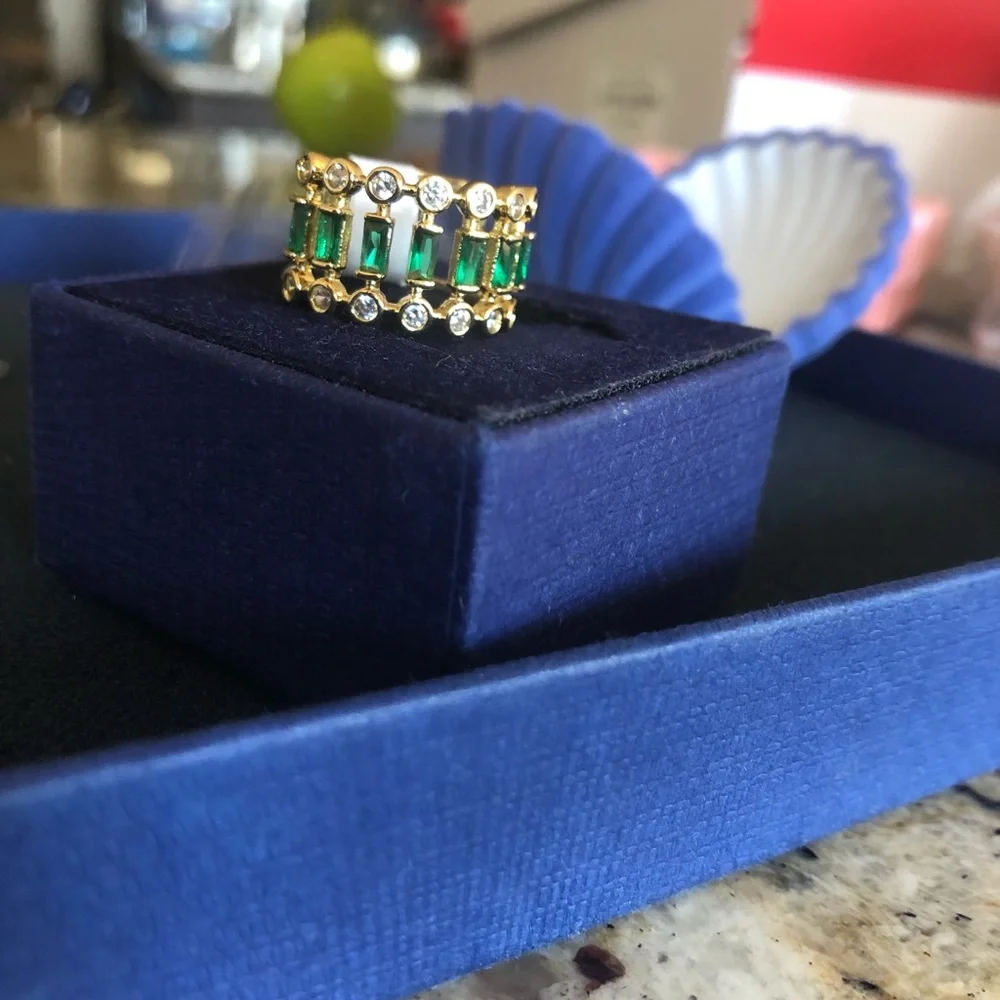Gold plated emerald crystals ring size 7